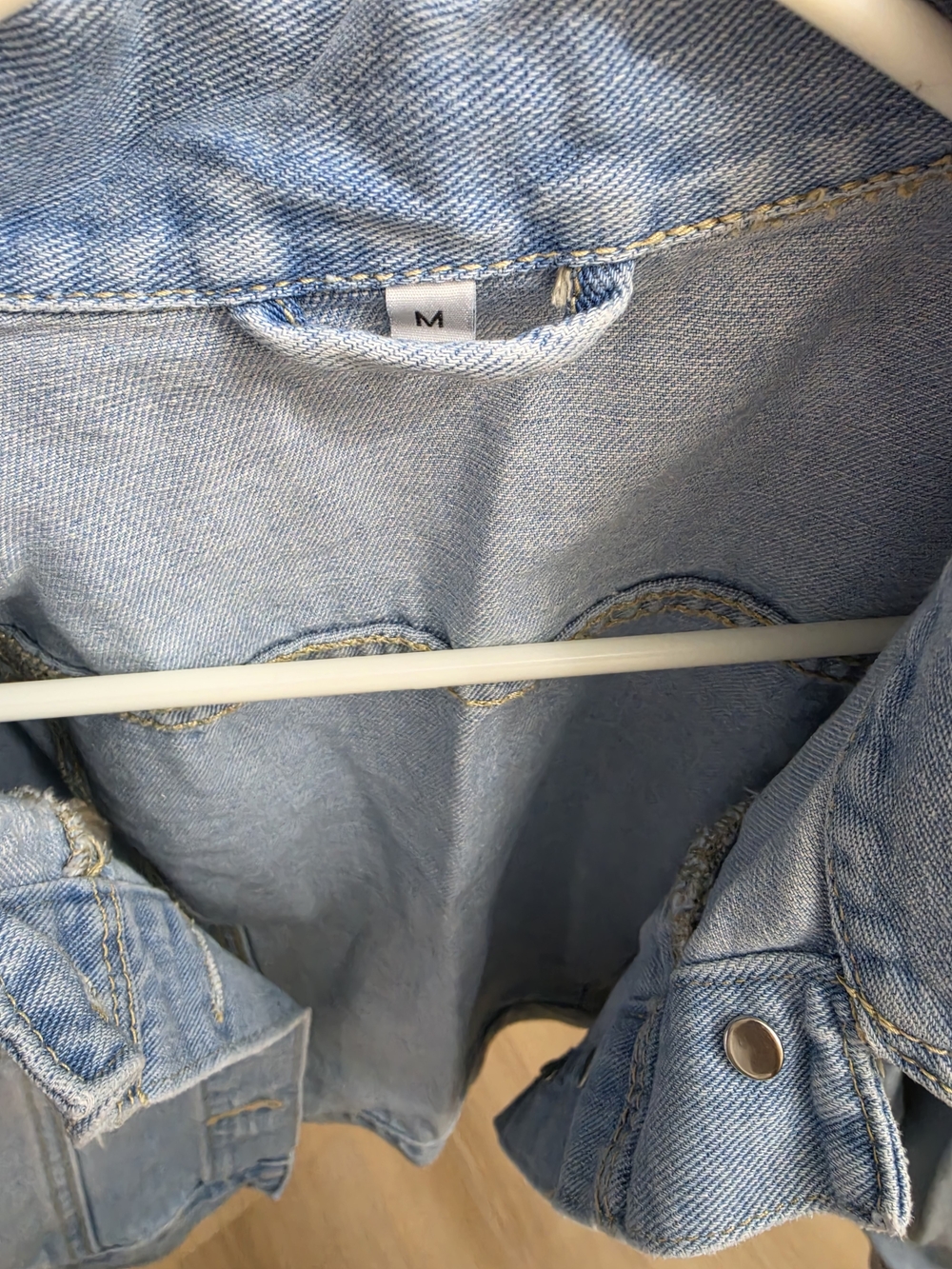 Light Blue Distressed Denim Jacket - Picture 3 of 4